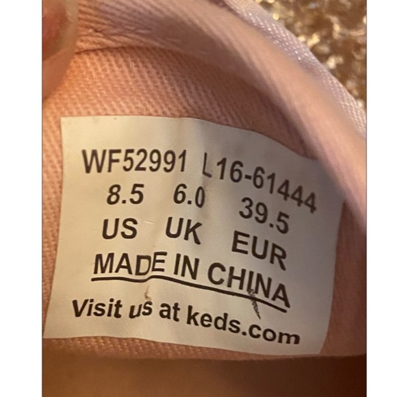 Keds X Kate Spade Glitter Sneakers Pink Rose Gold with Satin laces Size 8.5 - Picture 7 of 7